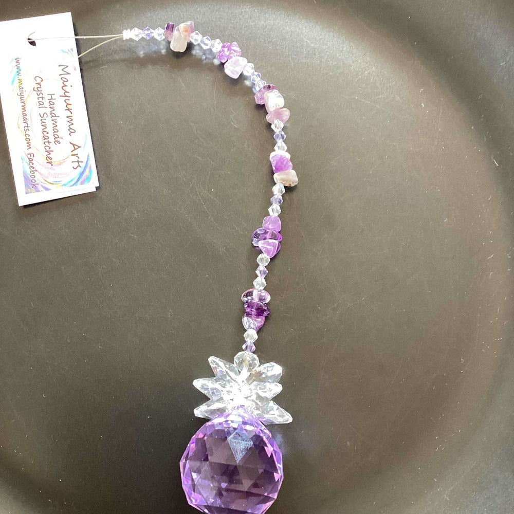 30mm Amethyst Pineapple Suncatcher Violet Sphere