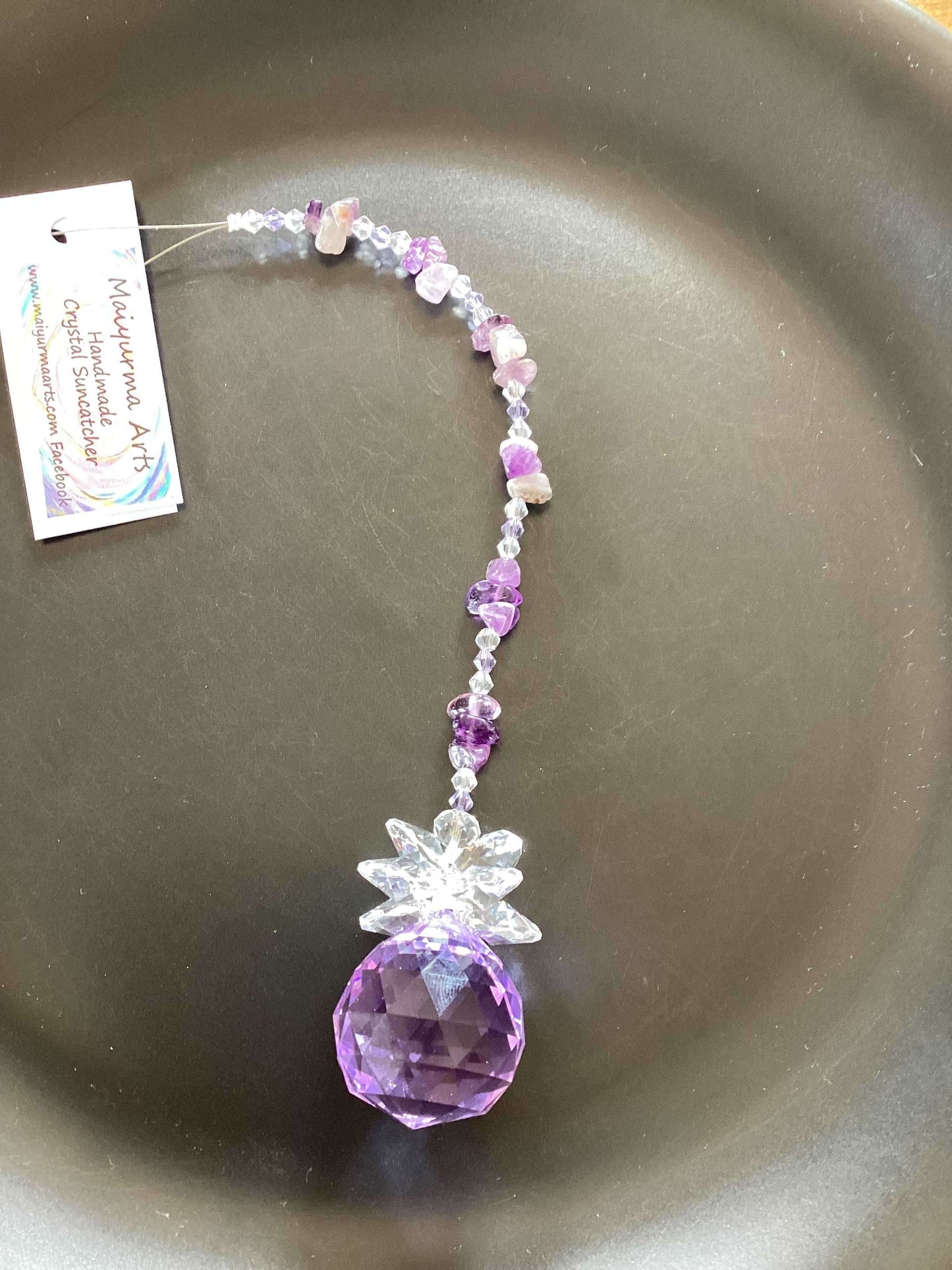 30mm Amethyst Pineapple Suncatcher Violet Sphere