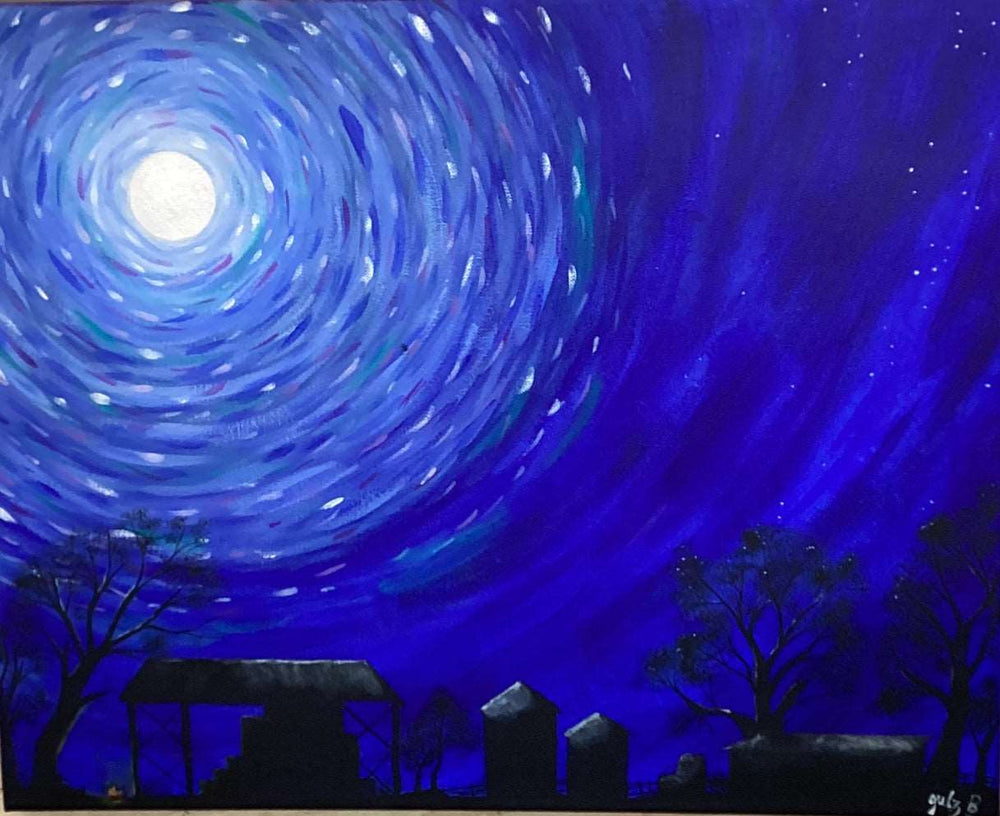 Barn Under A Portal Moon Painting