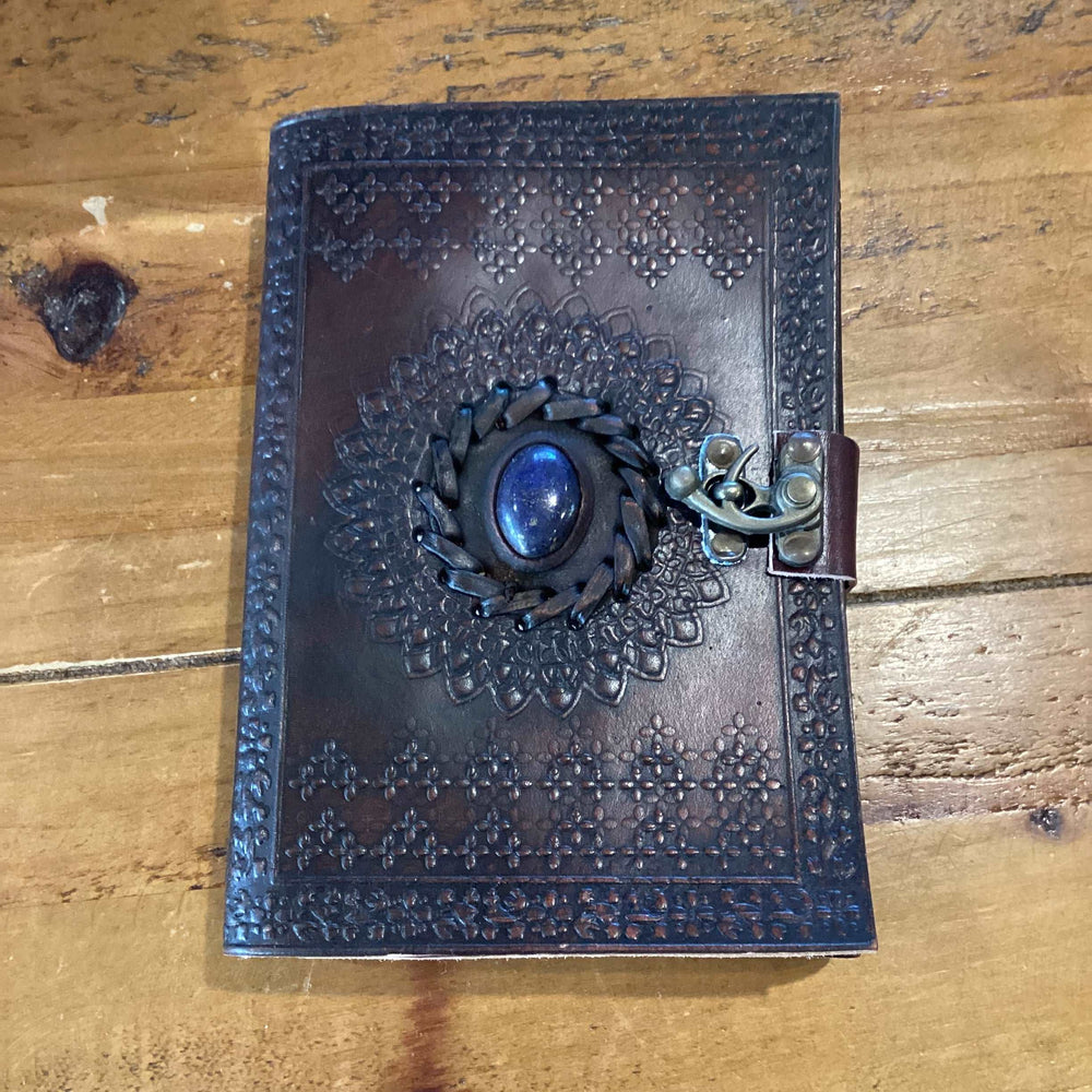 Medium Leather Journal 1 Stone 1 Clasp Lapis