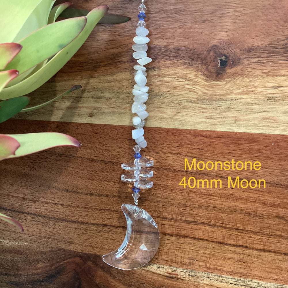 Moonstone Crescent Moon Suncatcher