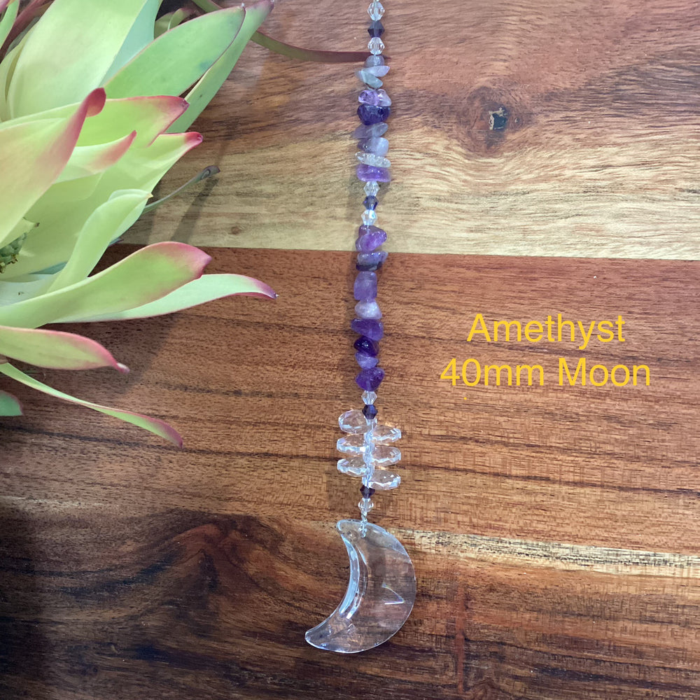 Amethyst Crescent Moon Suncatcher