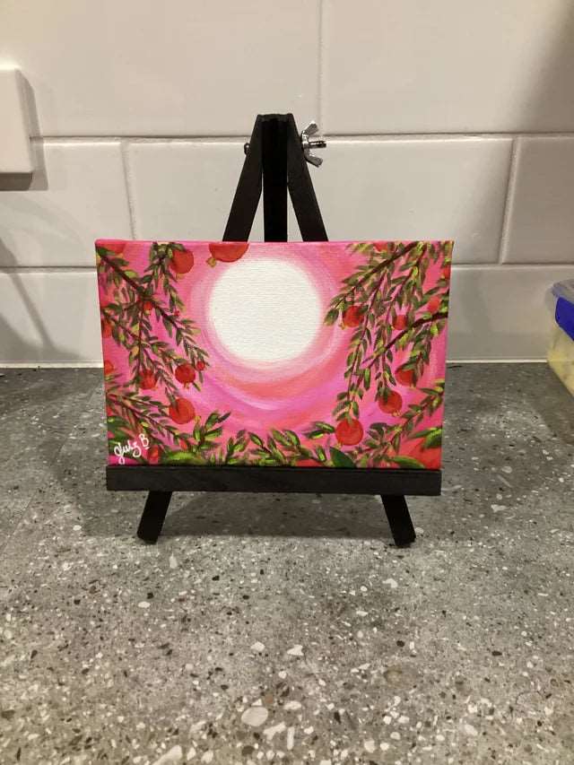 Pomegranate Portal of Life Painting with Easel